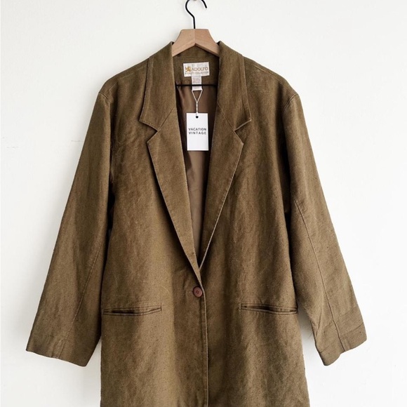 Adolfo Olive Green Linen Blazer - Picture 7 of 8